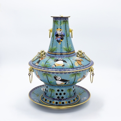 景泰蓝炭锅-功夫熊猫